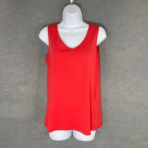 Chico's Red Tank Top V-Neck Sleeveless‎ Pima Cotton Casual Comfy Size 1 Medium
